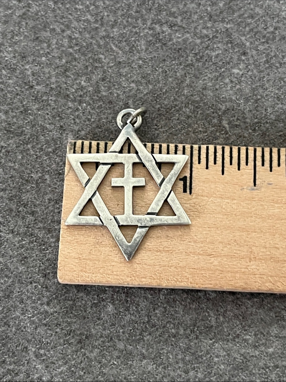James Avery Sterling Cross Star of David Pendant - Picture 5 of 7